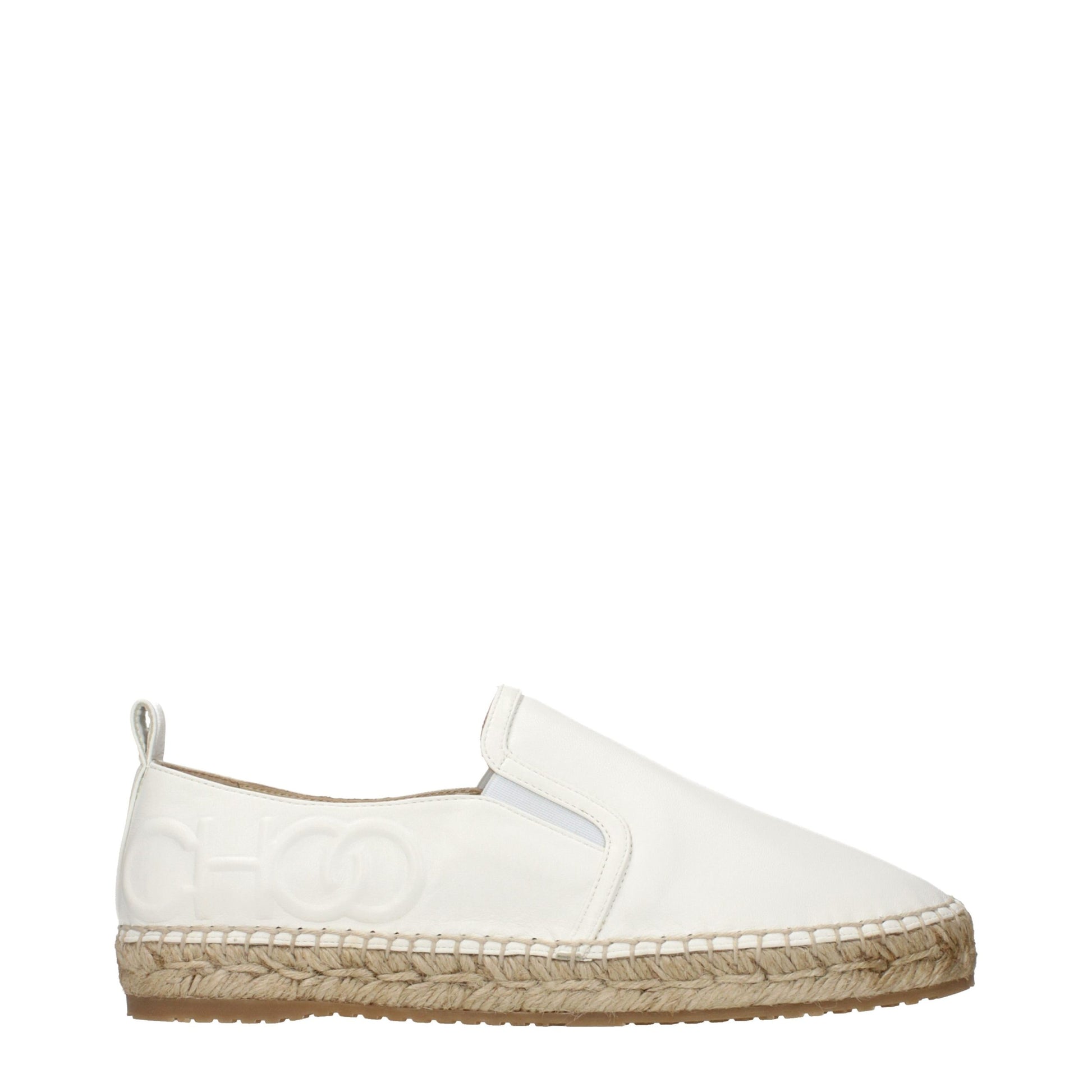Espadrilles Flat Shoes by Jimmy Choo for women in leather blue & white showcases a dynamic silhouette, artfully capturing Women's Leather Espadrilles Flat Shoes through its distinctive and elegant .