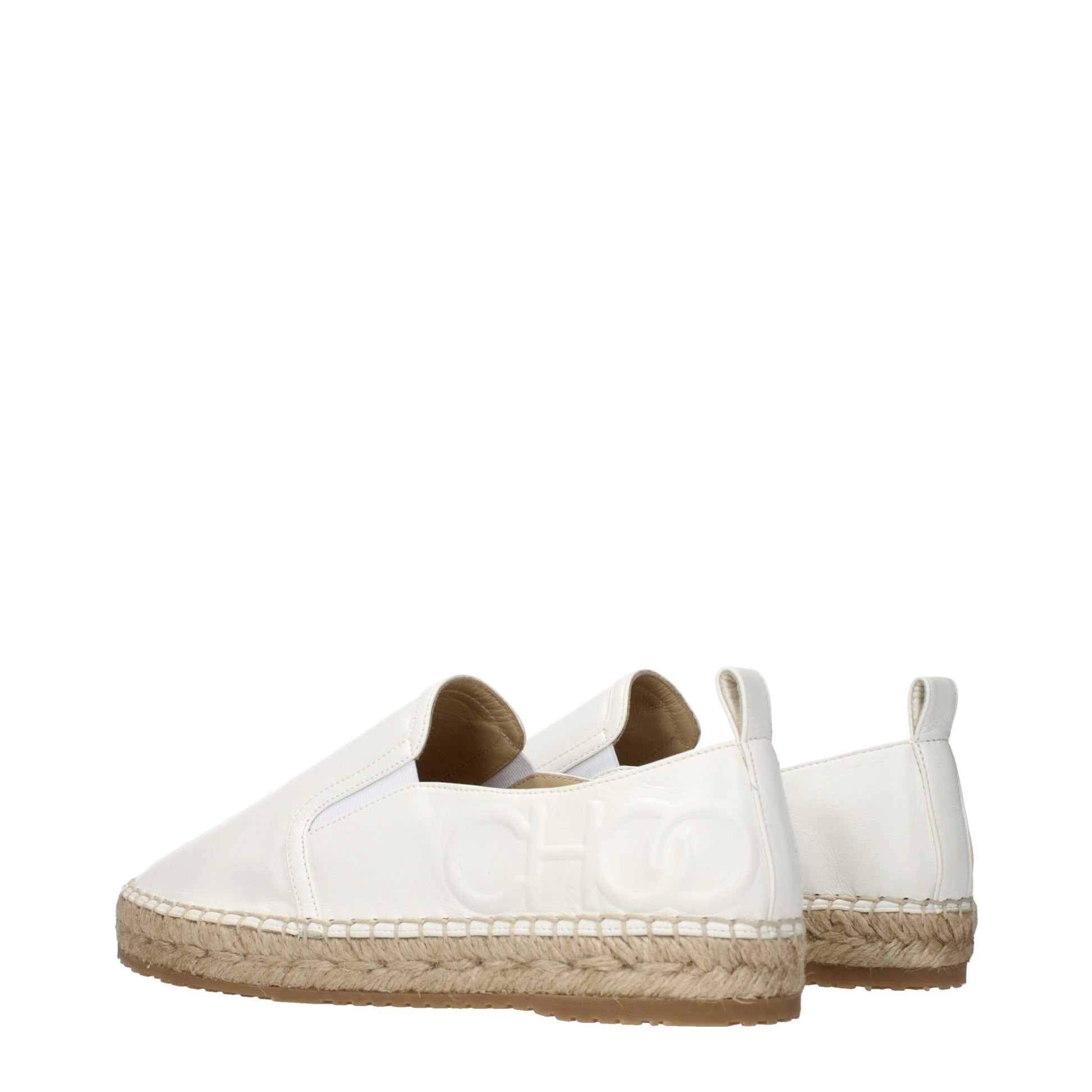 Espadrilles Flat Shoes by Jimmy Choo for women in leather blue & white presents a effortless chic silhouette, showcasing the Women's Leather Espadrilles Flat Shoes design with a effortless chic and for a sophisticated look.