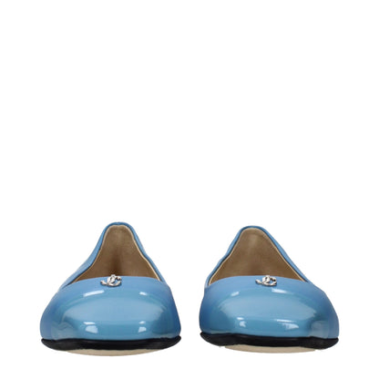Ballet Flat Shoes by Jimmy Choo for women in leather light-blue showcases a resplendent Women's Leather Ballet Flat Shoes aesthetic with a and .