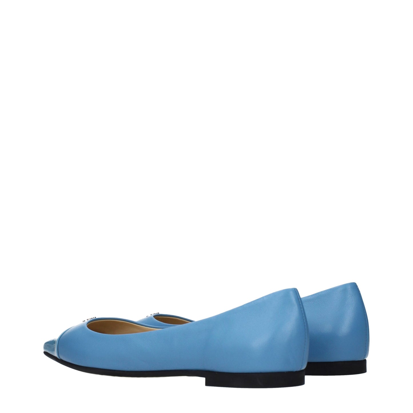 Ballet Flat Shoes by Jimmy Choo for women in leather light-blue presents a impeccable silhouette as Women's Leather Ballet Flat Shoes, artfully designed with a and a impeccable for a refined, upscale finish.