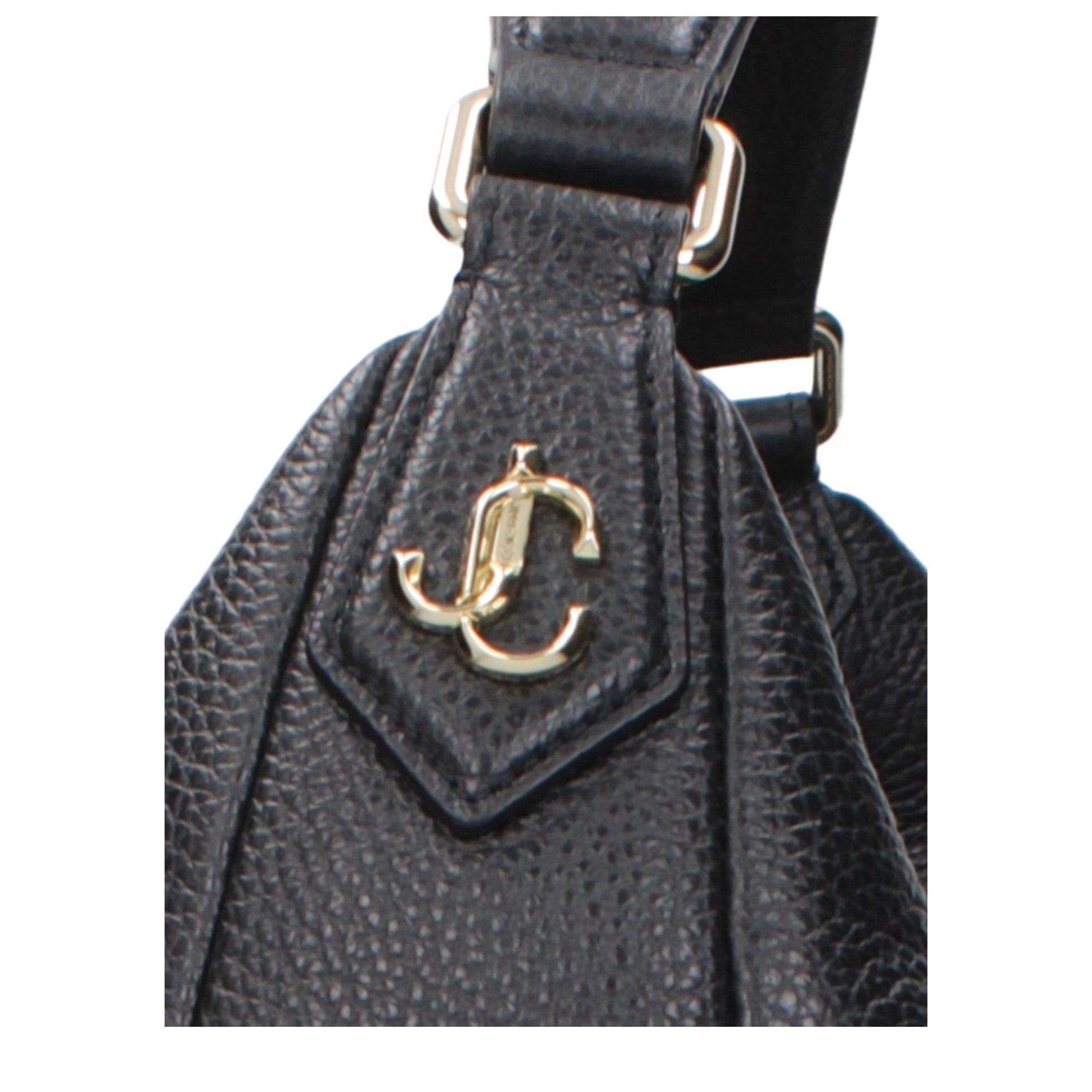 Shoulder Bag by Jimmy Choo for women in leather black presents a statuesque silhouette, showcasing a secure and statuesque with versatile shoulder-strap for a sophisticated look.