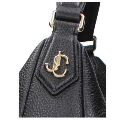 Shoulder Bag by Jimmy Choo for women in leather black presents a statuesque silhouette, showcasing a secure and statuesque with versatile shoulder-strap for a sophisticated look.