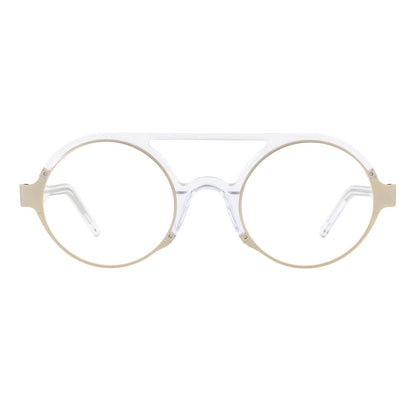 Eyeglasses Frames by Andy Wolf for unisex in gold showcases a refined full-frame frame design with a refined gold coloured frame finish for a refined and sophisticated look.