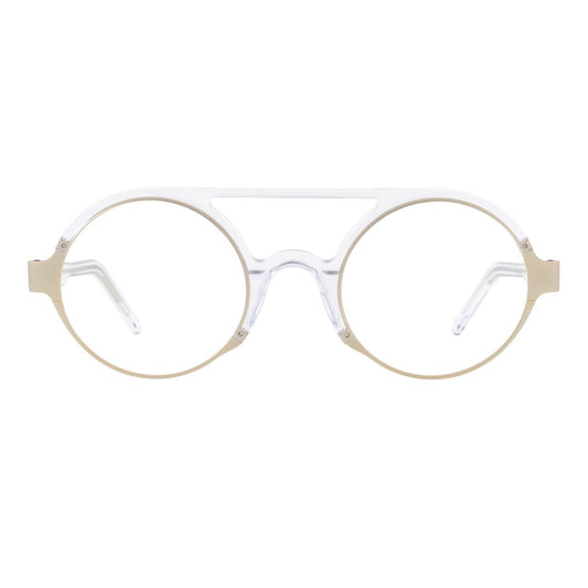 Eyeglasses Frames by Andy Wolf for unisex in gold showcases a refined full-frame frame design with a refined gold coloured frame finish for a refined and sophisticated look.