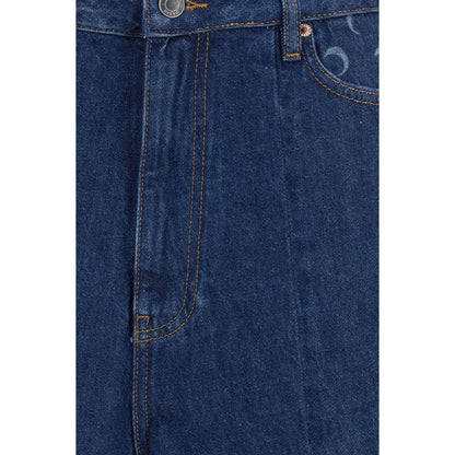 Denim Shorts by Marine Serre for women in cotton denim twill blue & signature features an unrivaled comfort straight-leg & regular-fit and short with an unrivaled comfort high rise.