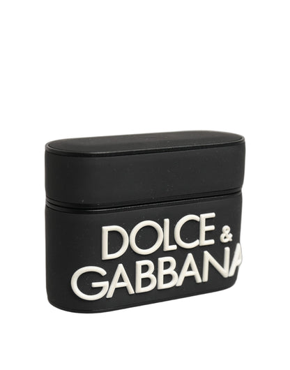 Dolce & Gabbana Case Black PVC Embossed Logo Flip Holder Women Airpods