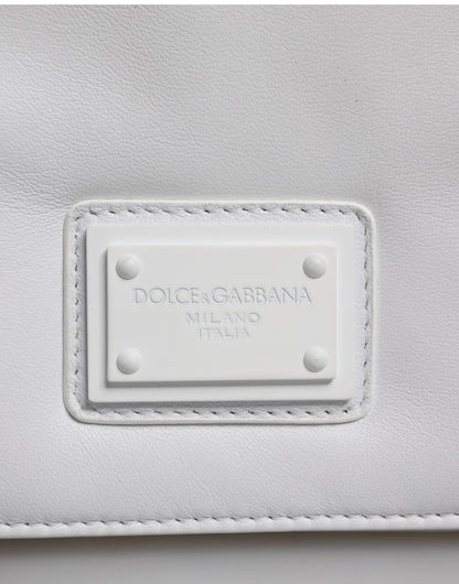 2-in-1 Shoulder & Crossbody Handbag by Dolce & Gabbana for women in acrylic leather & cotton white features an multi-faceted design with a secure , ample , and versatile crossbody-strap & shoulder-strap for a multi-faceted finish.