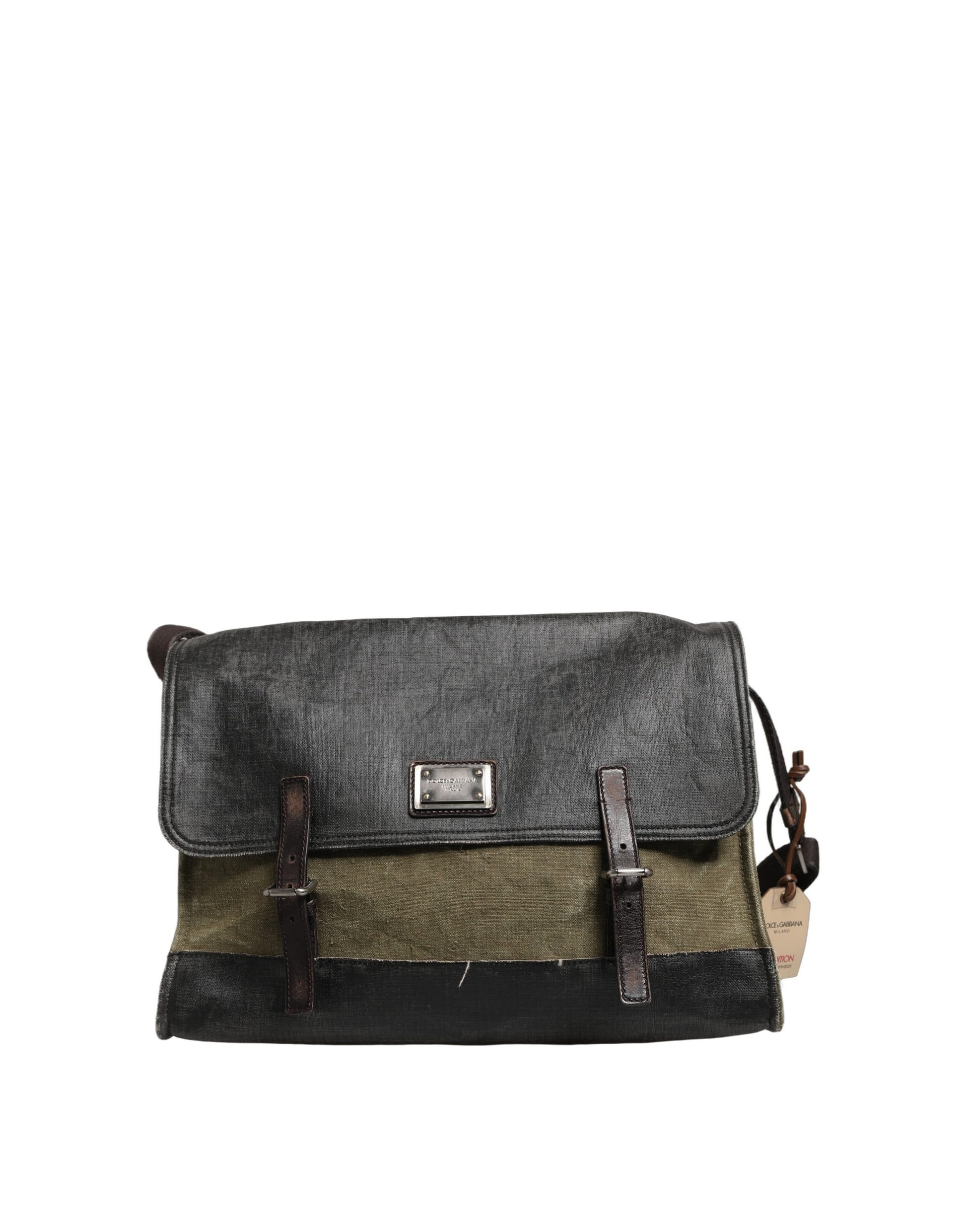 Shoulder Messenger Clutch Convertible Handbag by Dolce & Gabbana for men in leather & metal dark-green & military-green features an exquisite silhouette, showcasing a secure buckle, ample , and exquisite shoulder-strap for a sophisticated finish.