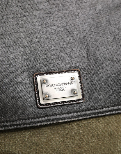 Shoulder Messenger Clutch Convertible Handbag by Dolce & Gabbana for men in leather & metal dark-green & military-green features a polished silhouette with a secure buckle, ample , and polished shoulder-strap for a sophisticated look.