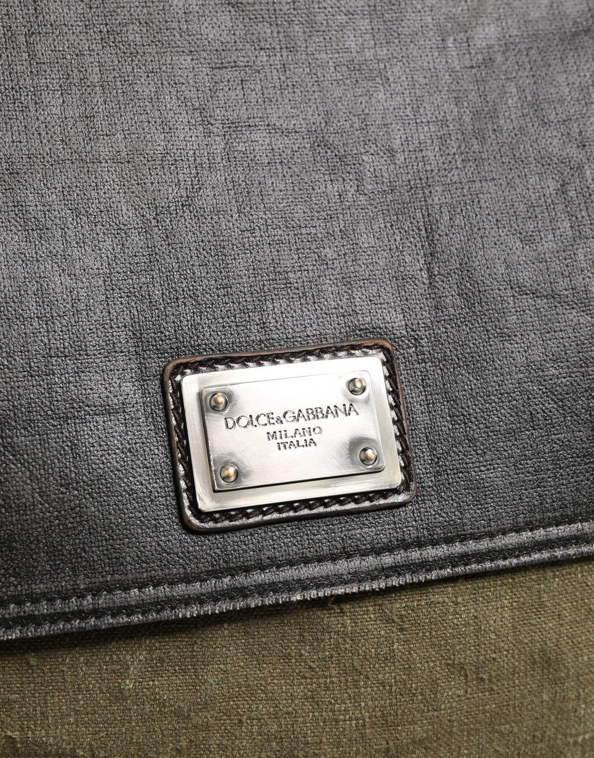 Dolce & Gabbana Leather Metal Shoulder Messenger Clutch Convertible Handbag - Dark Green Military Green