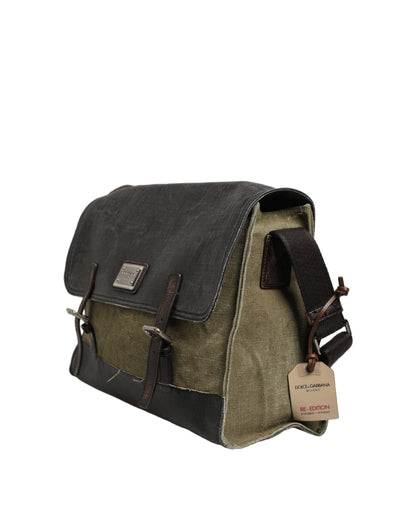 Shoulder Messenger Clutch Convertible Handbag by Dolce & Gabbana for men in leather & metal dark-green & military-green features a refined silhouette, showcasing a secure buckle and refined with versatile shoulder-strap for a refined finish.