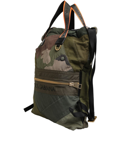 Mini Rucksack Backpack by Dolce & Gabbana for men in calf leather viscose & cotton military-green & patchwork showcases an architectural Calf Leather Viscose Cotton Mini Rucksack Backpack design, featuring a secure zipper, ample , and architectural shoulder-strap & backpack-strap for a sophisticated look.