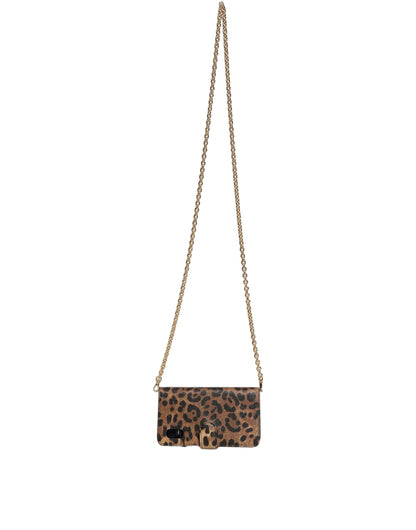 Crossbody Handbag by Dolce & Gabbana for women in calf leather brown, leopard-print & patterned features a transformative elegance silhouette, showcasing a secure , organized , and versatile crossbody-strap for a transformative elegance look.