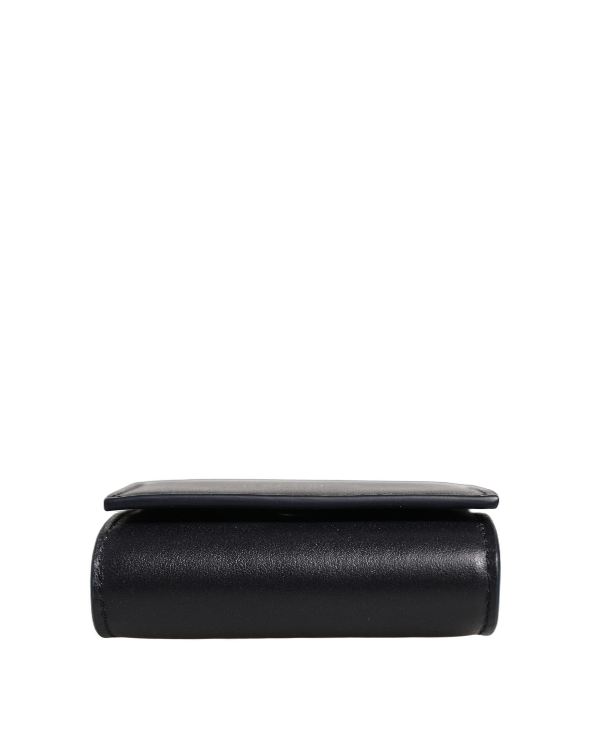 Card Case by Dolce & Gabbana for women in calfskin leather black & print features a sleek silhouette, showcasing the sleek design of the Calfskin Leather Card Case with functional bifold for a premium look.