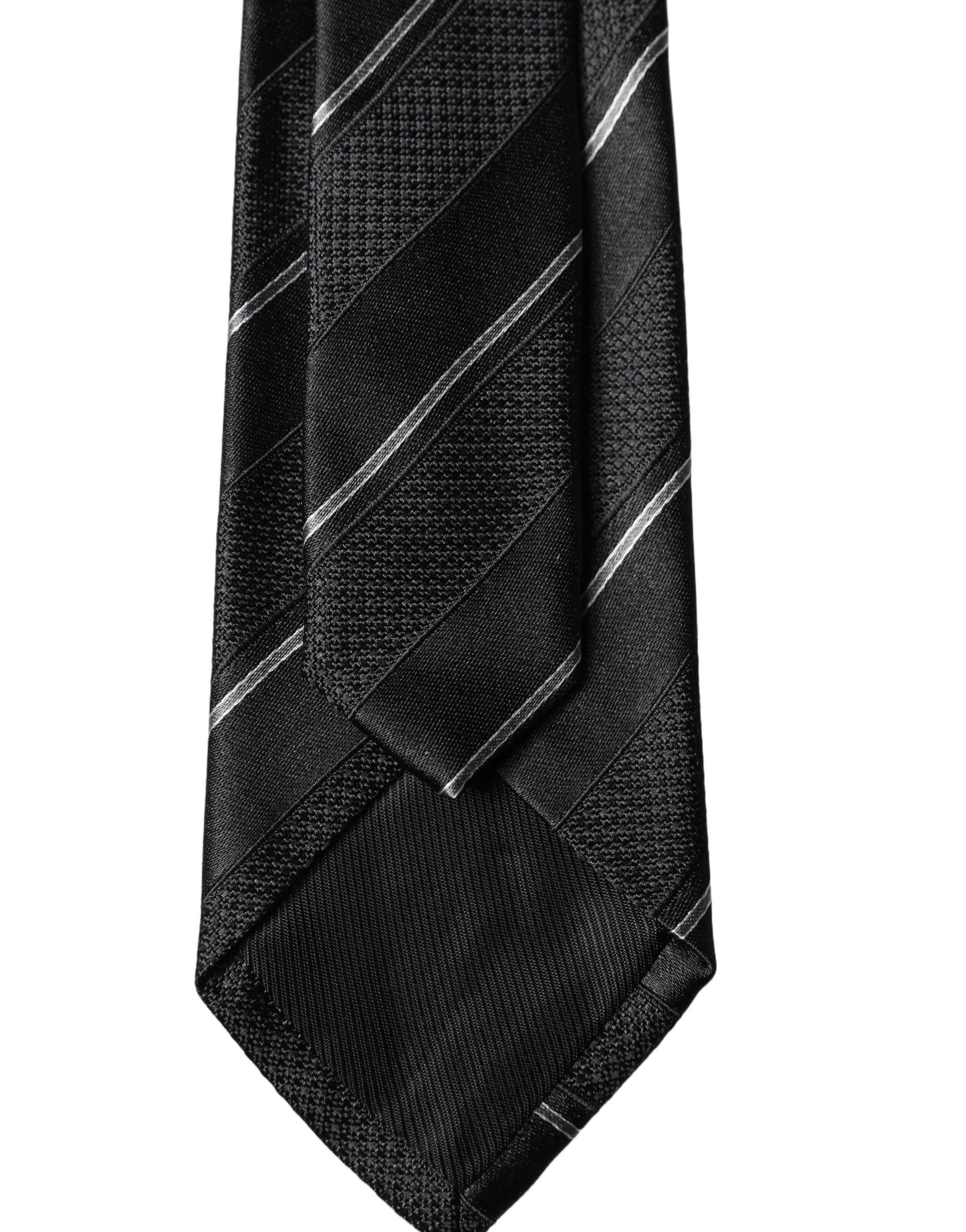 Dolce & Gabbana Black White Stripes 100% Silk Adjustable Men Necktie Tie