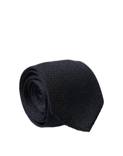 Dolce & Gabbana Dark Blue Solid 100% Silk Adjustable Men Necktie Tie