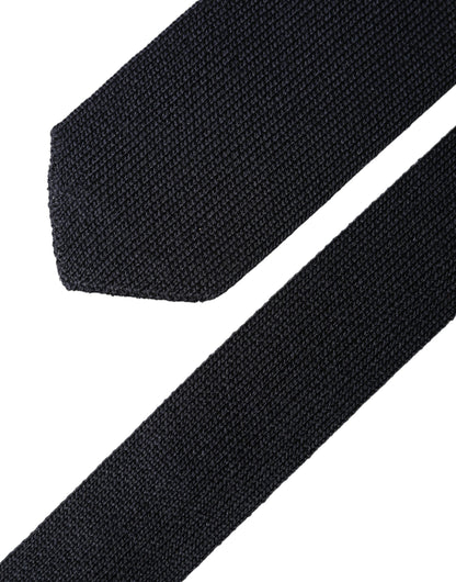 Dolce & Gabbana Dark Blue Solid 100% Silk Adjustable Men Necktie Tie