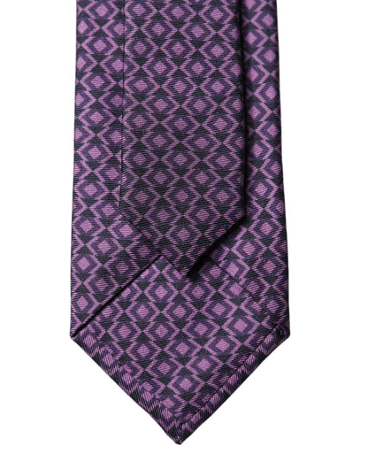 Dolce & Gabbana Purple Patterned 100% Silk Adjustable Men Necktie Tie