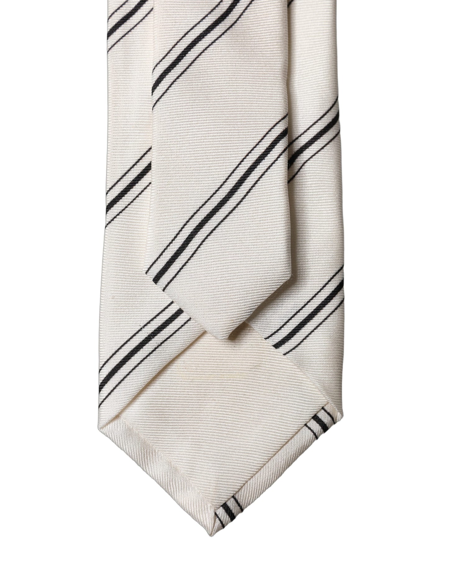 Dolce & Gabbana Beige Black Stripes 100% Silk Adjustable Men Necktie Tie