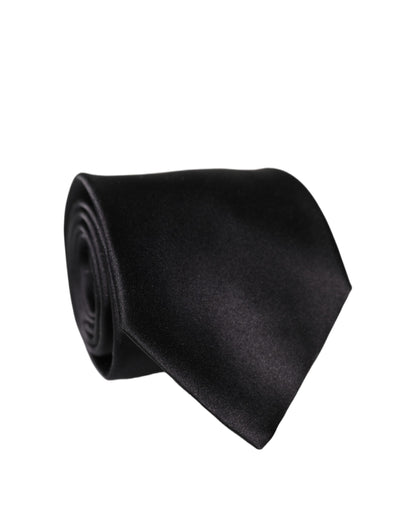 Dolce & Gabbana Brown Logo Embroidery Silk Adjustable Men Necktie Tie