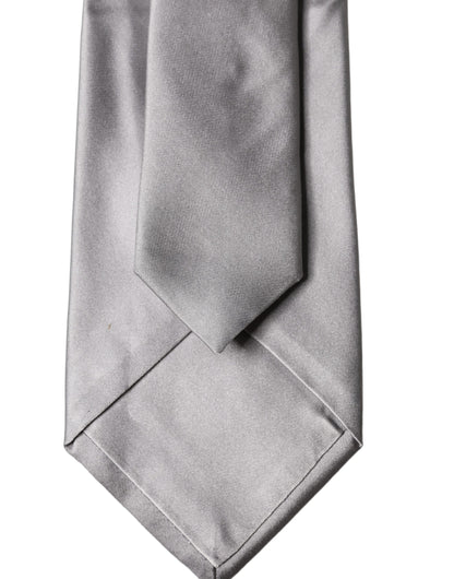 Dolce & Gabbana Gray Satin 100% Silk Adjustable Men Tied Necktie Tie