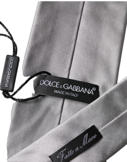 Dolce & Gabbana Gray Satin 100% Silk Adjustable Men Tied Necktie Tie