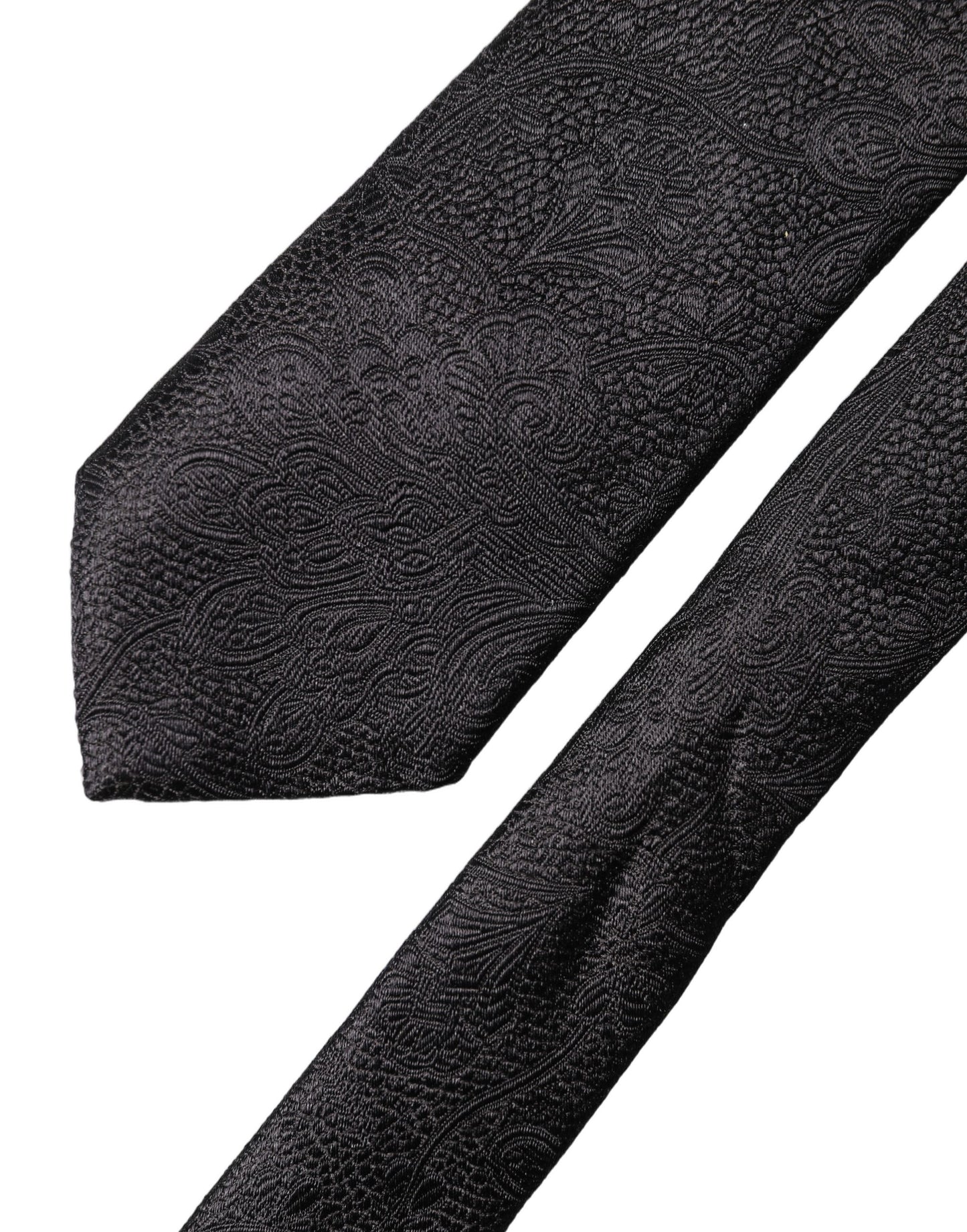 Dolce & Gabbana Black Solid 100% Silk Adjustable Men Tied Necktie Tie