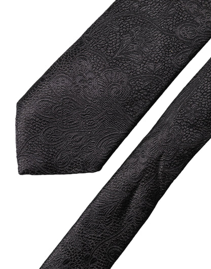 Dolce & Gabbana Black Solid 100% Silk Adjustable Men Tied Necktie Tie