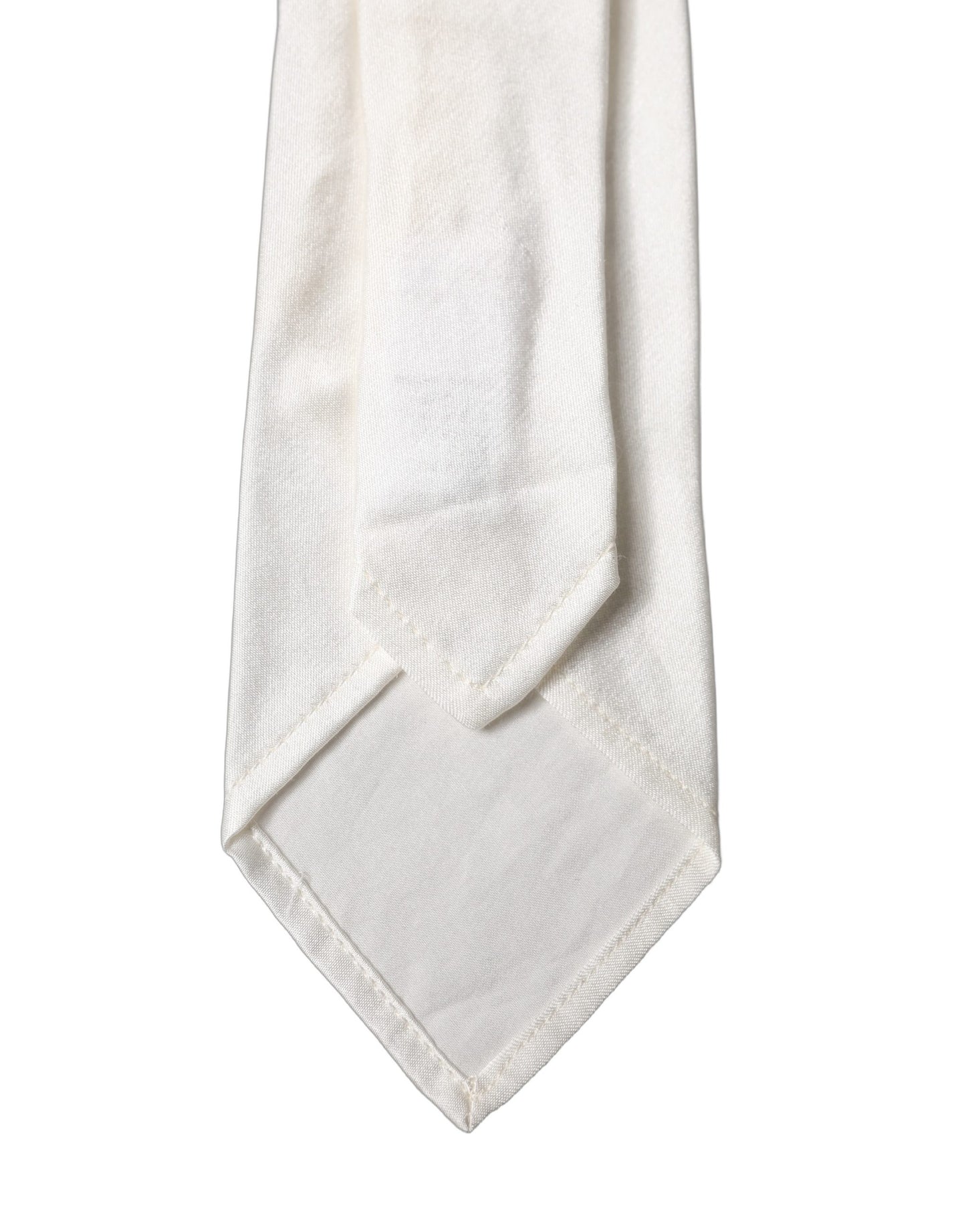 Dolce & Gabbana White Solid Silk Blend Adjustable Men Tied Necktie Tie