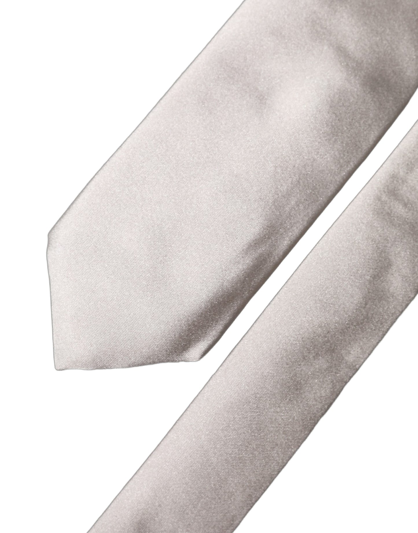 Dolce & Gabbana Light Gray Silk Satin Wide Adjustable Men Necktie Tie