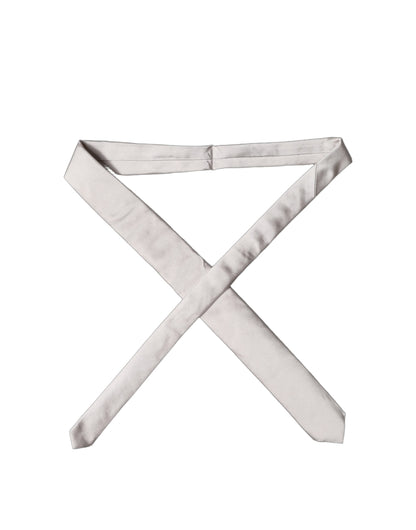 Dolce & Gabbana Light Gray Silk Satin Wide Adjustable Men Necktie Tie