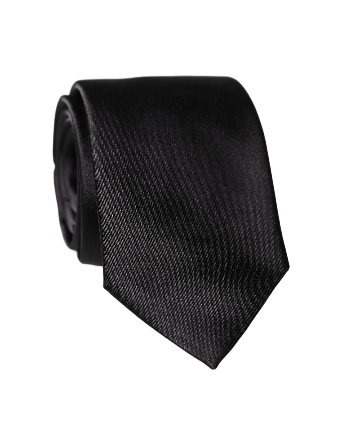 Dolce & Gabbana Black Solid 100% Silk Adjustable Men Tied Necktie Tie