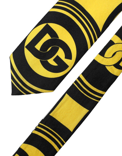 Dolce & Gabbana Multicolor Monogram Print Silk Adjustable Men Necktie Tie