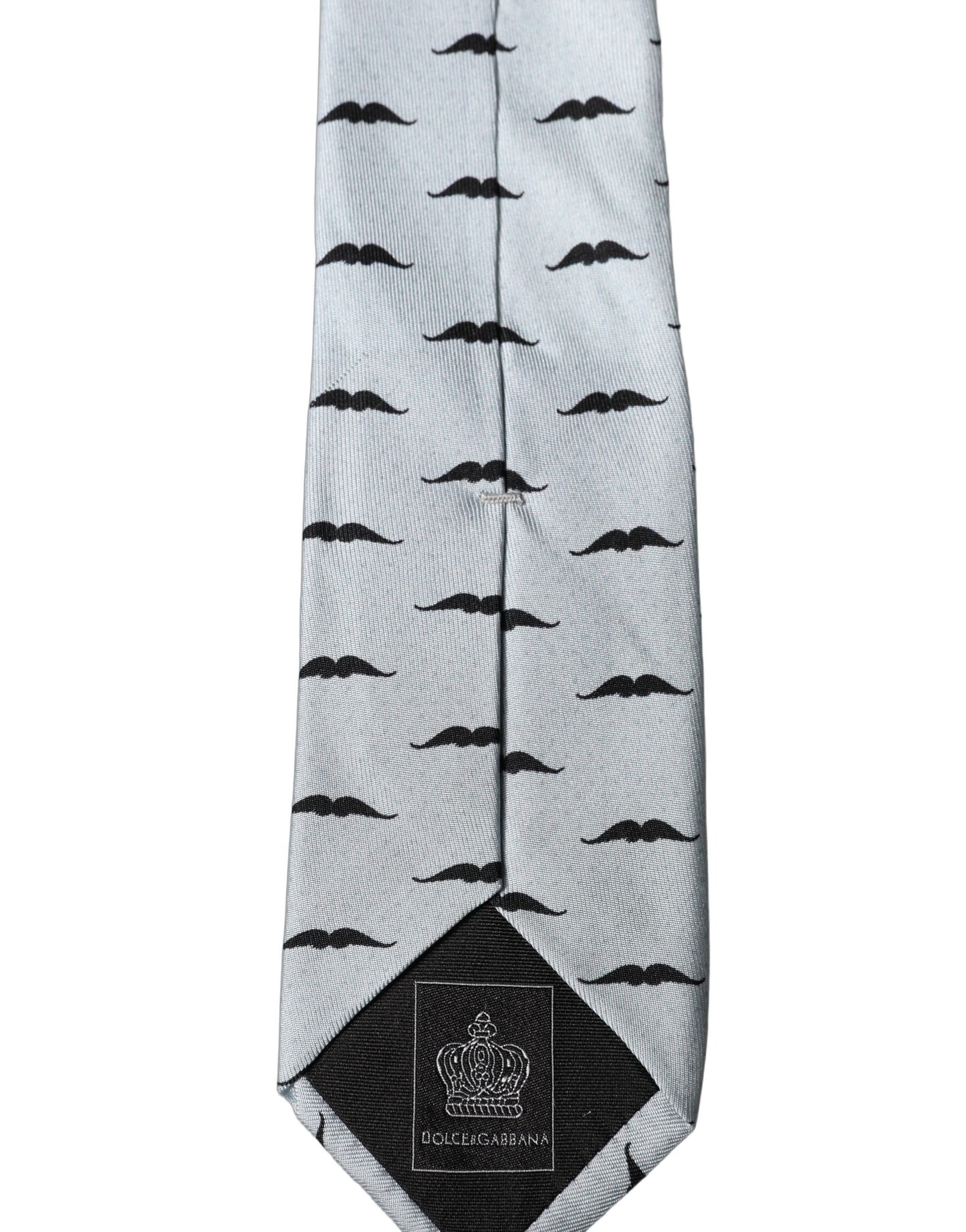 Dolce & Gabbana Light Gray Mustache Fantasy Silk Adjustable Necktie Tie