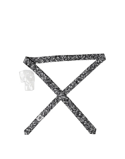 Dolce & Gabbana Black Trumpet Print Silk Adjustable Men Tied Necktie Tie