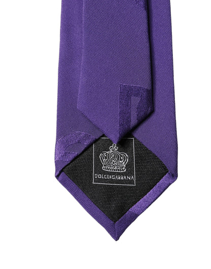 Dolce & Gabbana Purple DG Logo Monogram Silk Adjustable Men Necktie Tie