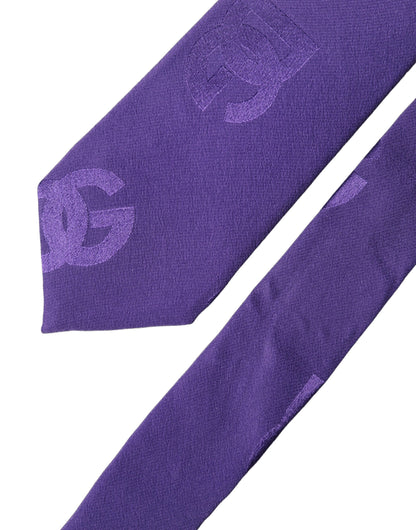 Dolce & Gabbana Purple DG Logo Monogram Silk Adjustable Men Necktie Tie