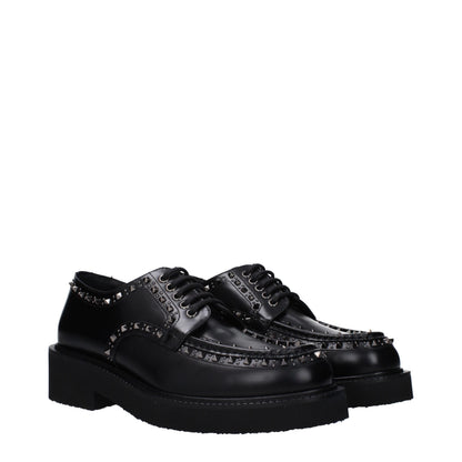 Mid-Heel Lace-Up Shoes by Valentino Garavani for men in leather & rubber black showcases a resplendent Men's Leather & Rubber Mid-Heel Lace-Up Shoes aesthetic, defined by its resplendent round toe style and elegant 4-5-cm-heel mid-heel.