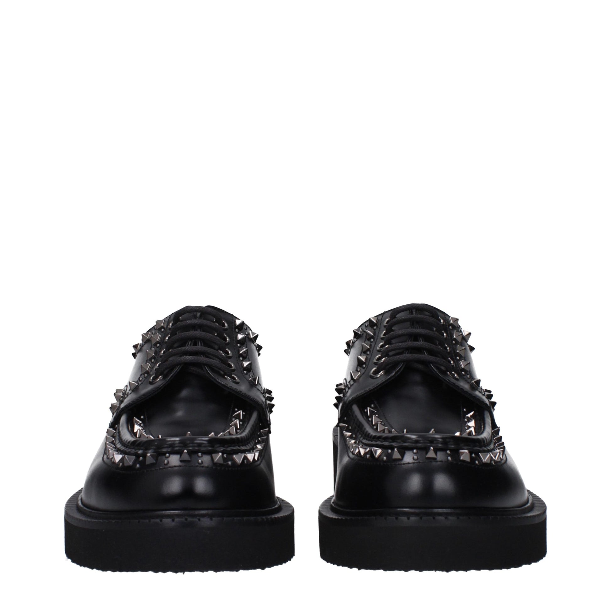Mid-Heel Lace-Up Shoes by Valentino Garavani for men in leather & rubber black features an effortless chic silhouette, showcasing the Men's Leather & Rubber Mid-Heel Lace-Up Shoes design with an effortless chic 4-5-cm-heel mid-heel and a round toe style for a effortless chic look.