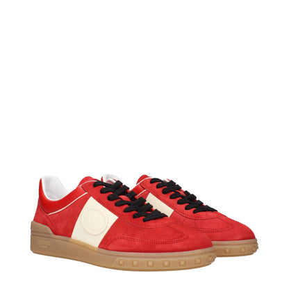 Sneakers by Valentino Garavani for men in suede leather & rubber ivory & red features an versatile design from the Men's Low Top Suede Leather & Rubber Sneakers collection, highlighting a versatile low-top style for a premium, high-fashion look.