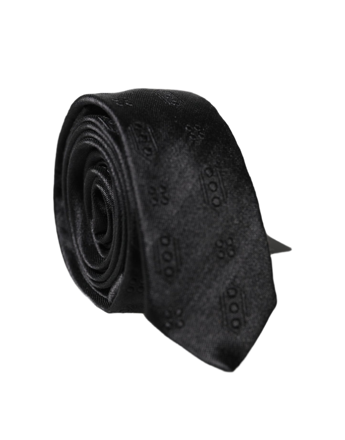 Dolce & Gabbana Black Patterned 100% Silk Adjustable Men Necktie Tie