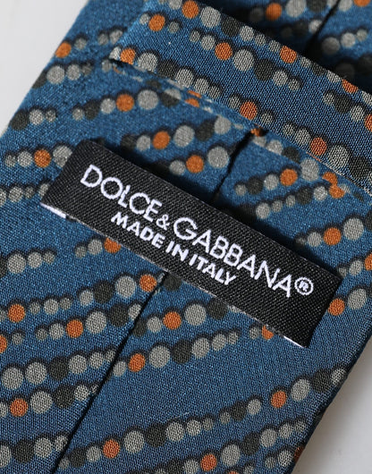 Dolce & Gabbana Blue Patterned 100% Silk Adjustable Men Tied Necktie Tie