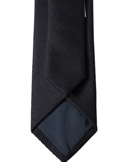 Dolce & Gabbana Black Solid 100% Silk Adjustable Men Tied Necktie Tie