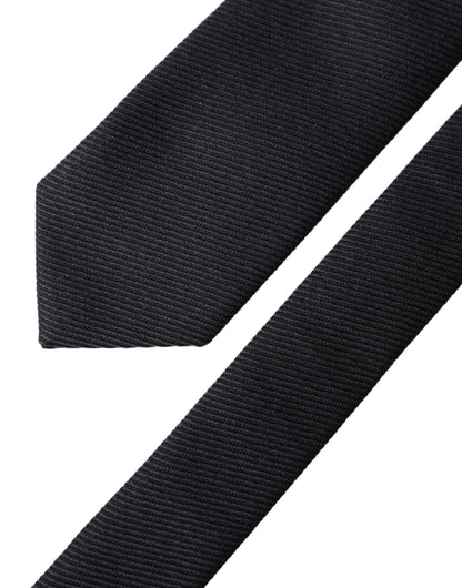 Dolce & Gabbana Black Solid 100% Silk Adjustable Men Tied Necktie Tie