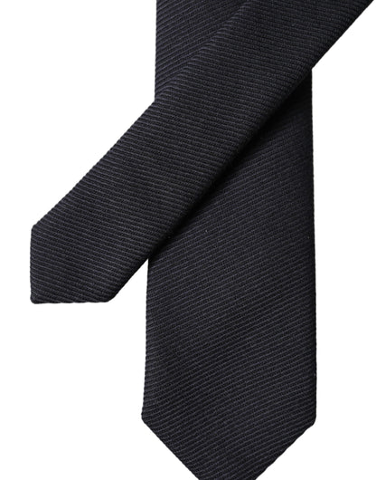 Dolce & Gabbana Black Solid 100% Silk Adjustable Men Tied Necktie Tie