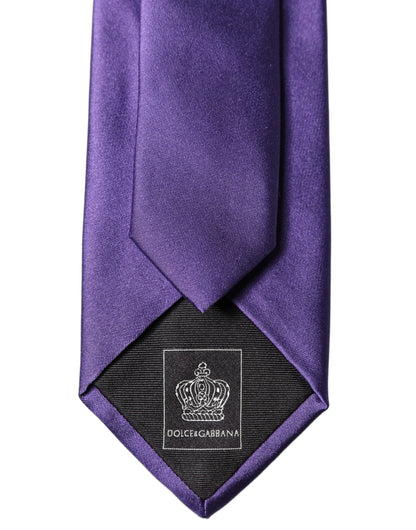 Dolce & Gabbana Purple Satin 100% Silk Adjustable Men Tied Necktie Tie