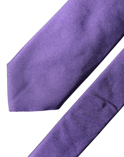 Dolce & Gabbana Purple Satin 100% Silk Adjustable Men Tied Necktie Tie