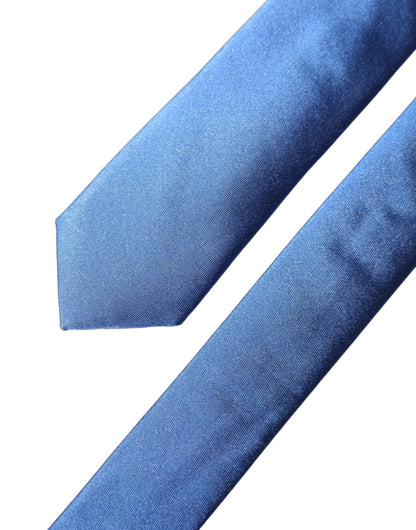 Dolce & Gabbana Blue Satin 100% Silk Adjustable Men Tied Necktie Tie