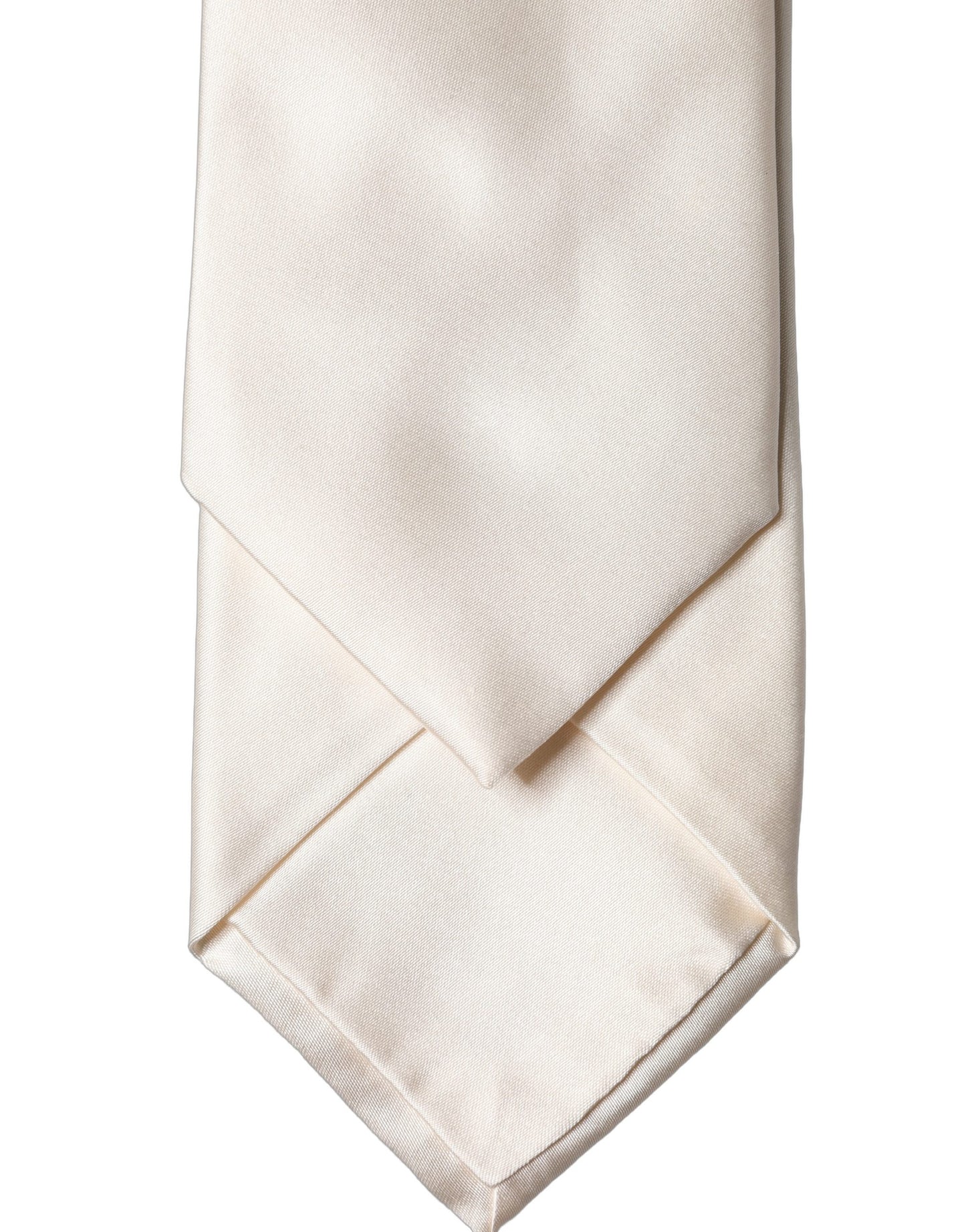 Dolce & Gabbana Off White Satin Silk Adjustable Women Tied Necktie Tie