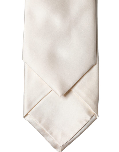 Dolce & Gabbana Off White Satin Silk Adjustable Women Tied Necktie Tie